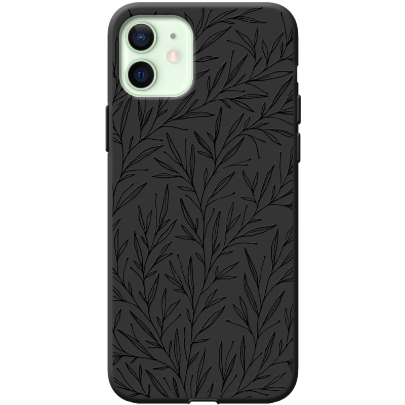 Черный чехол BoxFace Apple iPhone 12 Leaves