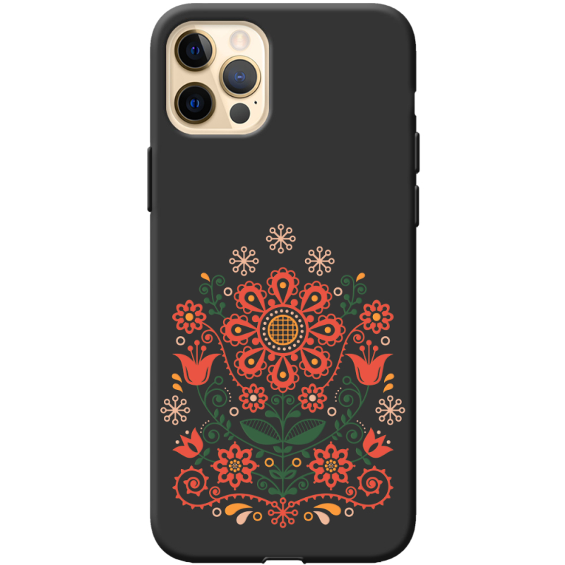 Черный чехол BoxFace Apple iPhone 12 Pro Max Ukrainian Ornament