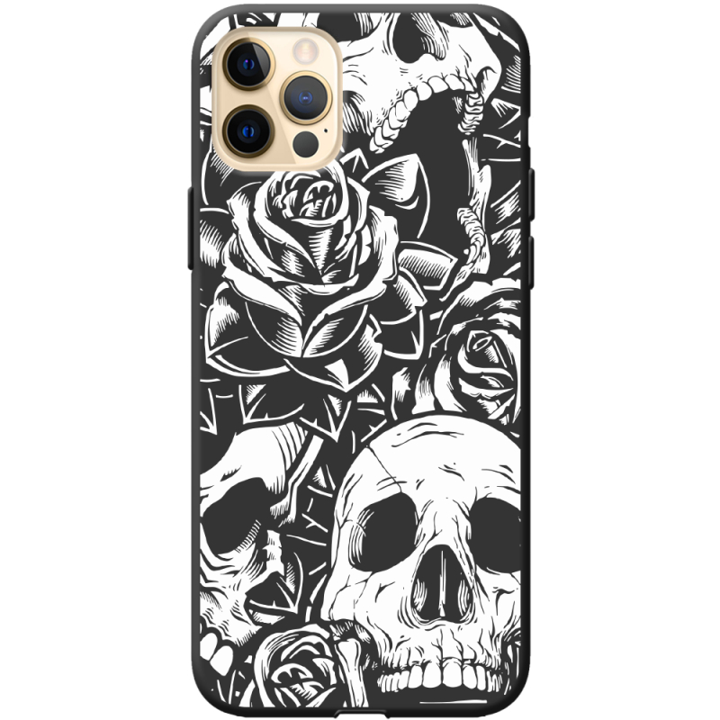 Черный чехол BoxFace Apple iPhone 12 Pro Max Skull and Roses