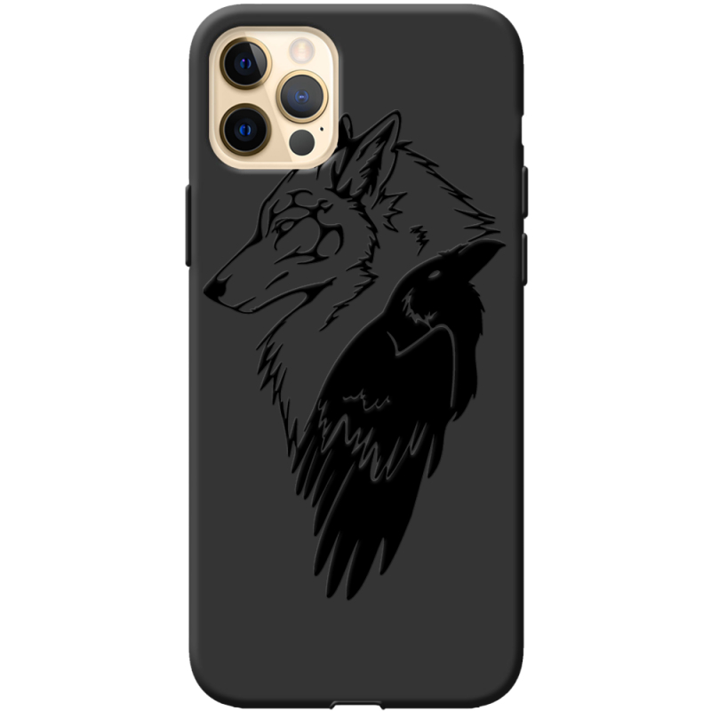 Черный чехол BoxFace Apple iPhone 12 Pro Max Wolf and Raven