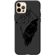 Черный чехол BoxFace Apple iPhone 12 Pro Max Wolf and Raven