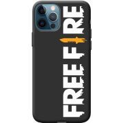 Черный чехол BoxFace Apple iPhone 12 Pro Free Fire White Logo