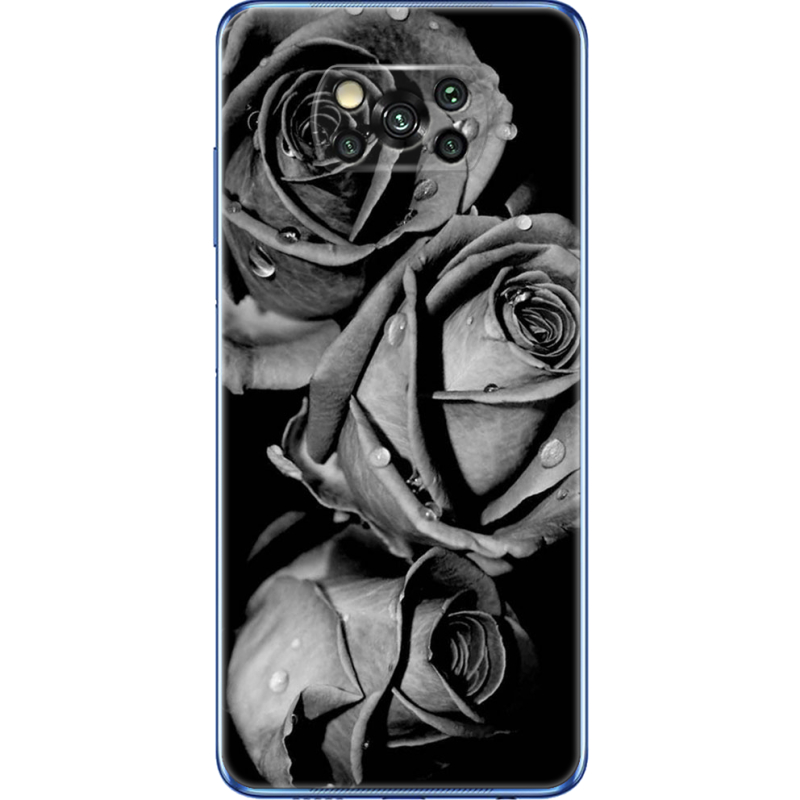 Чехол BoxFace Poco X3 Black and White Roses