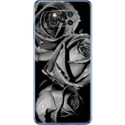 Чехол BoxFace Poco X3 Black and White Roses