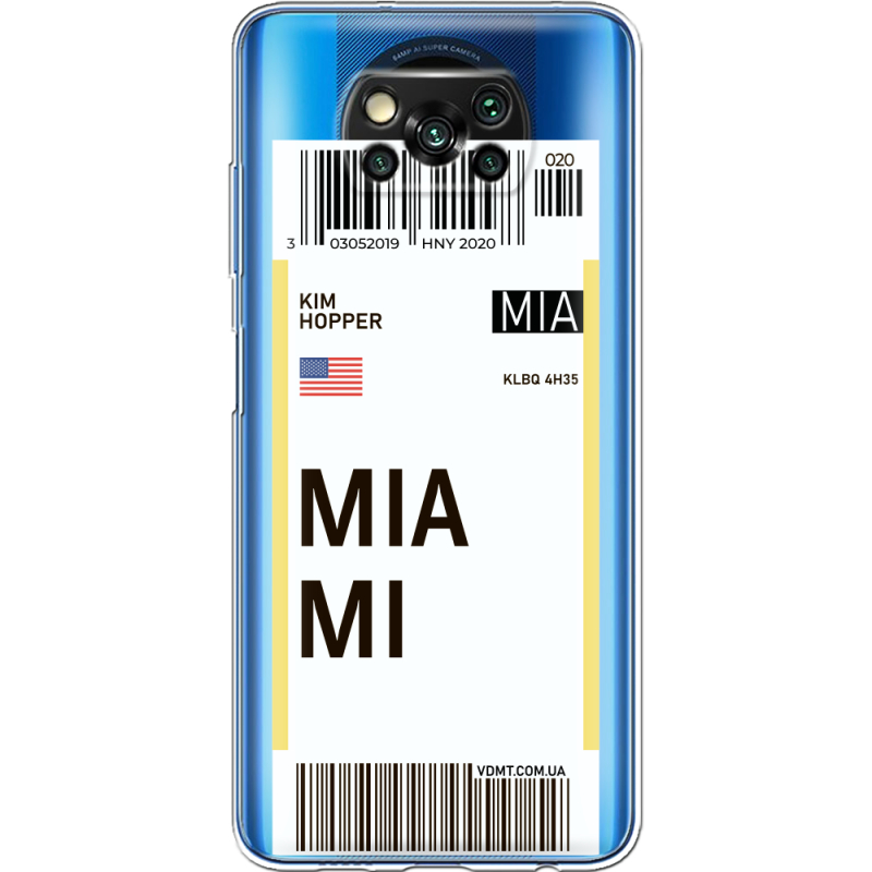 Прозрачный чехол BoxFace Xiaomi Poco X3 Ticket Miami