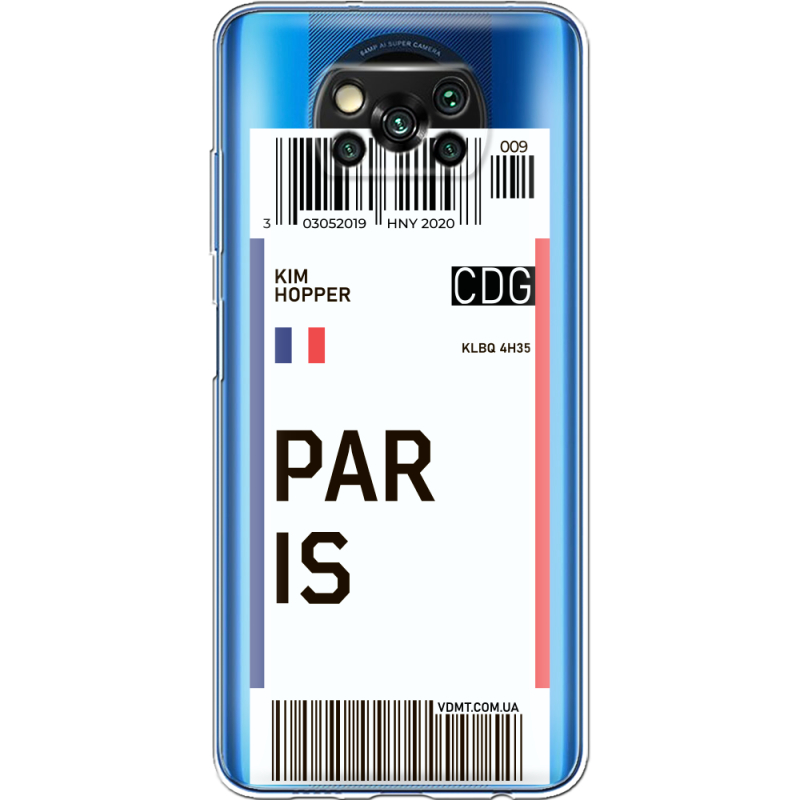 Прозрачный чехол BoxFace Xiaomi Poco X3 Ticket Paris
