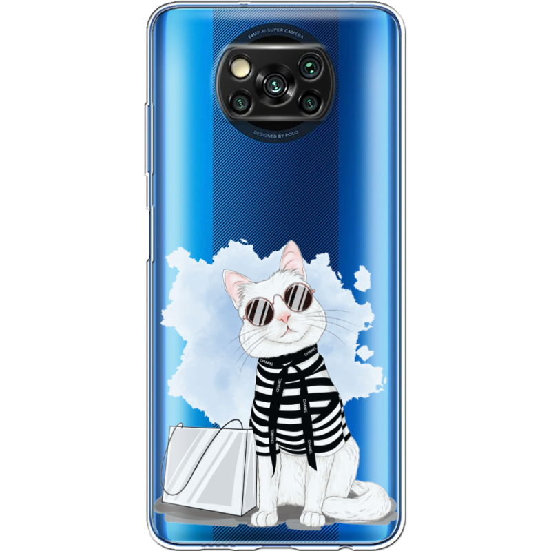 Прозрачный чехол BoxFace Xiaomi Poco X3 Cat Style