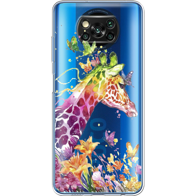 Прозрачный чехол BoxFace Xiaomi Poco X3 Colorful Giraffe