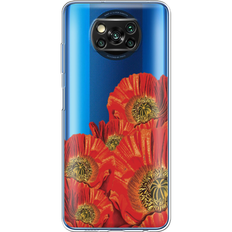 Прозрачный чехол BoxFace Xiaomi Poco X3 Red Poppies