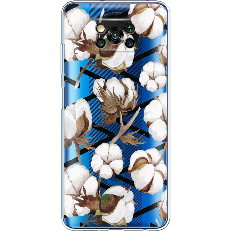 Прозрачный чехол BoxFace Xiaomi Poco X3 Cotton flowers