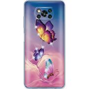 Чехол со стразами Xiaomi Poco X3 Butterflies