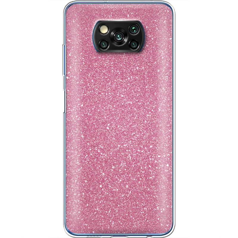 Чехол с блёстками Xiaomi Poco X3 Розовый