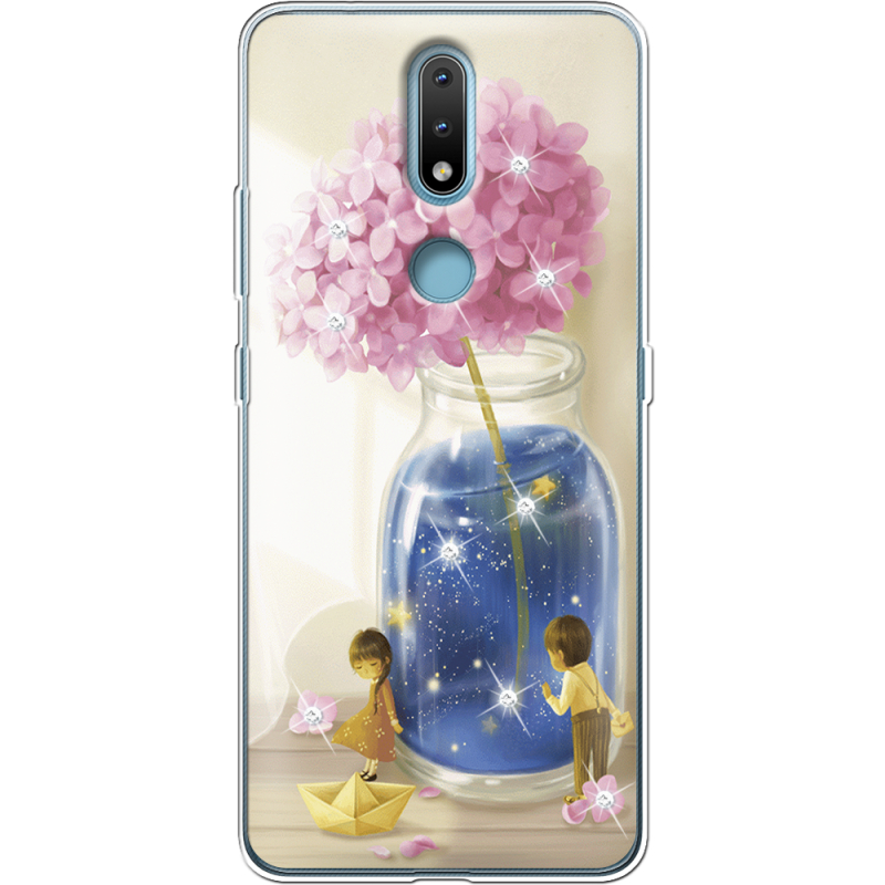 Чехол со стразами Nokia 2.4 Little Boy and Girl