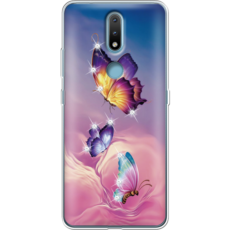 Чехол со стразами Nokia 2.4 Butterflies