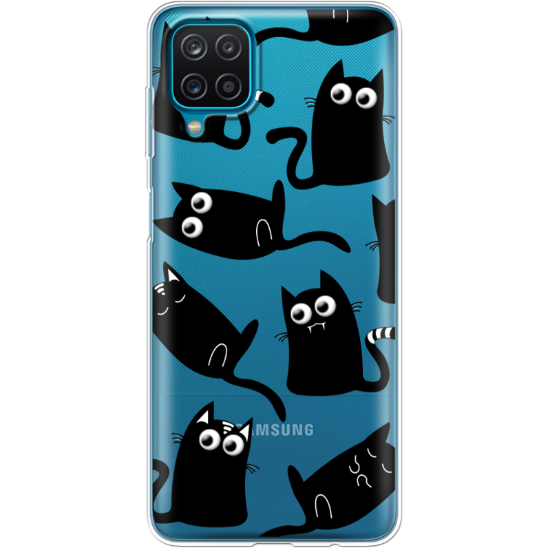 Прозрачный чехол BoxFace Samsung A125 Galaxy A12 с 3D-глазками Black Kitty