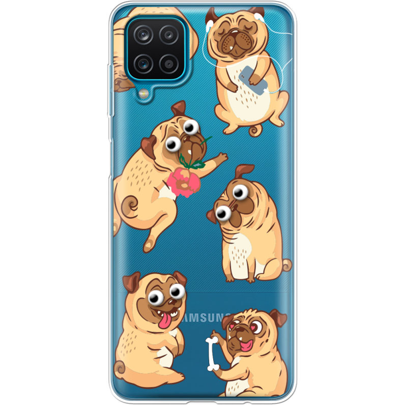 Прозрачный чехол BoxFace Samsung A125 Galaxy A12 с 3D-глазками Pug