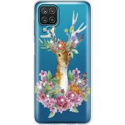 Чехол со стразами Samsung A125 Galaxy A12 Deer with flowers