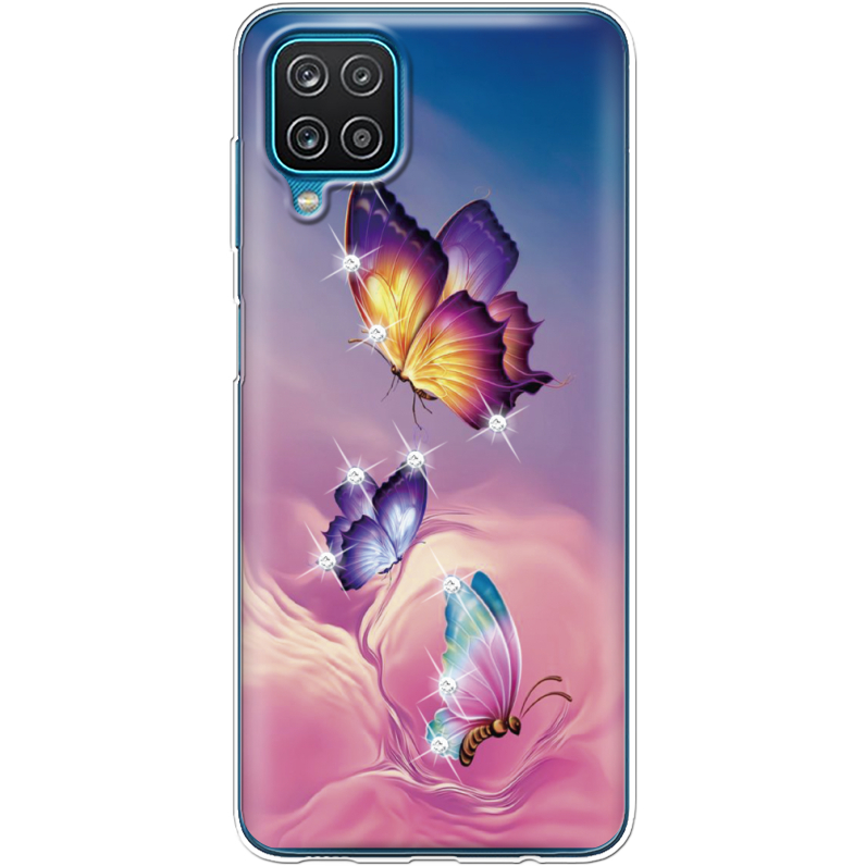 Чехол со стразами Samsung A125 Galaxy A12 Butterflies