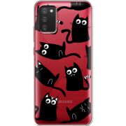 Прозрачный чехол BoxFace Samsung A025 Galaxy A02S с 3D-глазками Black Kitty