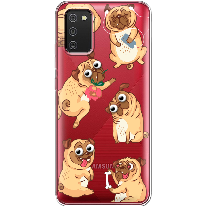 Прозрачный чехол BoxFace Samsung A025 Galaxy A02S с 3D-глазками Pug