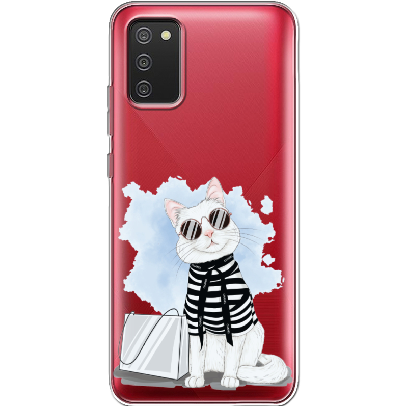 Прозрачный чехол BoxFace Samsung A025 Galaxy A02S Cat Style