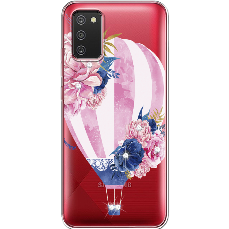 Чехол со стразами Samsung A025 Galaxy A02S Pink Air Baloon