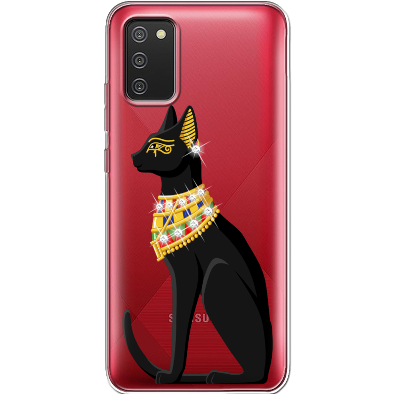 Чехол со стразами Samsung A025 Galaxy A02S Egipet Cat