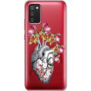 Чехол со стразами Samsung A025 Galaxy A02S Heart