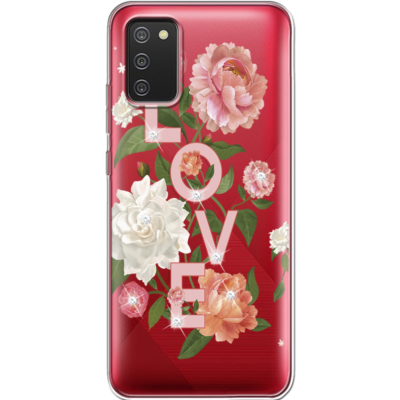 Чехол со стразами Samsung A025 Galaxy A02S Love