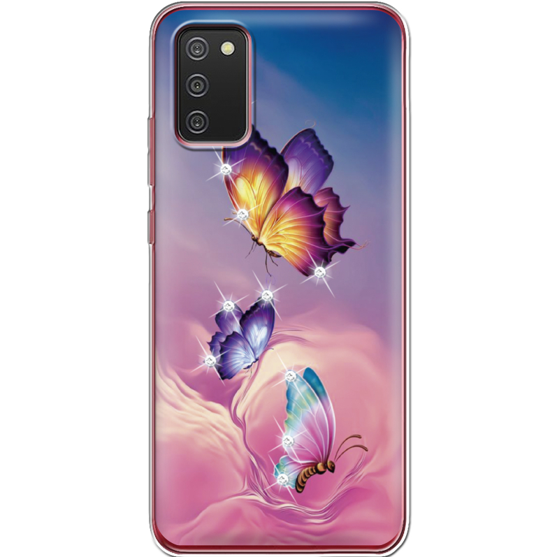 Чехол со стразами Samsung A025 Galaxy A02S Butterflies