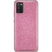 Чехол с блёстками Samsung A025 Galaxy A02S Розовый