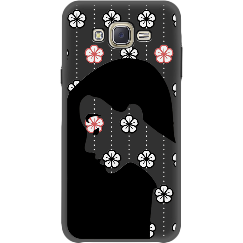 Черный чехол BoxFace Samsung J701 Galaxy J7 Neo Duos Flower Hair