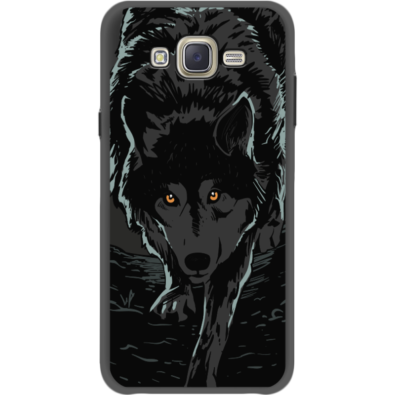 Черный чехол BoxFace Samsung J701 Galaxy J7 Neo Duos Wolf