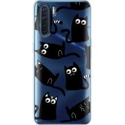 Прозрачный чехол BoxFace OPPO A91 с 3D-глазками Black Kitty