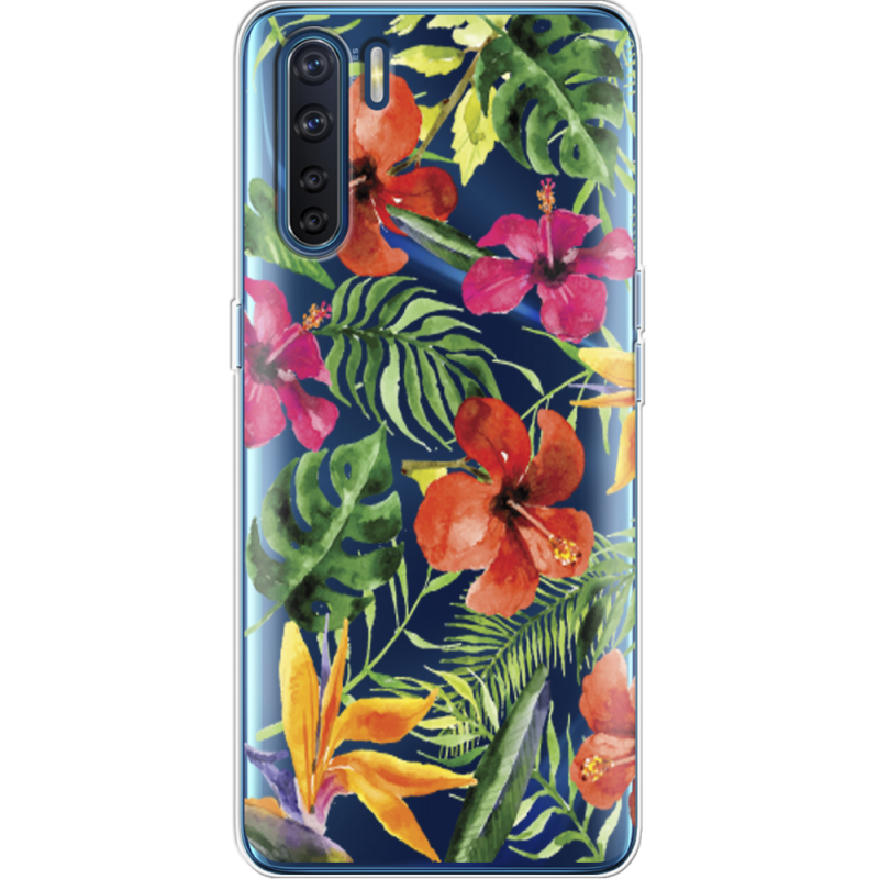 Прозрачный чехол BoxFace OPPO A91 Tropical Flowers