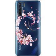 Чехол со стразами OPPO A91 Swallows and Bloom