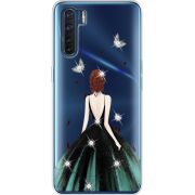 Чехол со стразами OPPO A91 Girl in the green dress