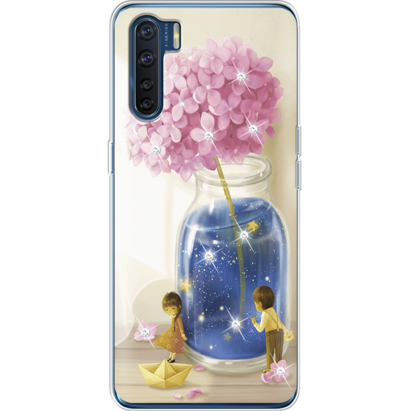 Чехол со стразами OPPO A91 Little Boy and Girl