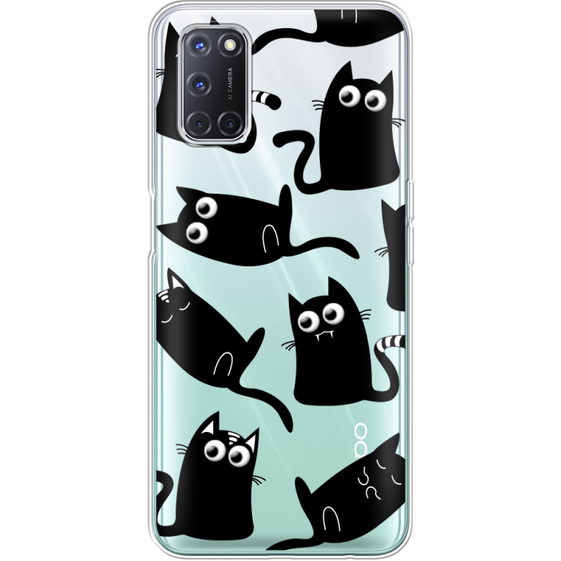 Прозрачный чехол BoxFace OPPO A52 с 3D-глазками Black Kitty