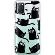 Прозрачный чехол BoxFace OPPO A52 с 3D-глазками Black Kitty