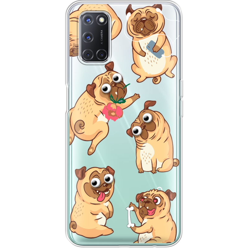 Прозрачный чехол BoxFace OPPO A52 с 3D-глазками Pug