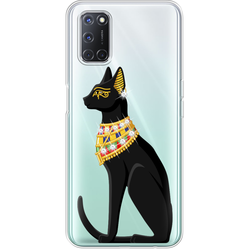 Чехол со стразами OPPO A52 Egipet Cat