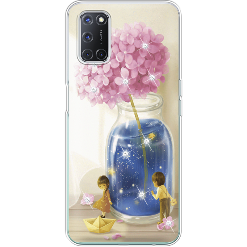 Чехол со стразами OPPO A52 Little Boy and Girl