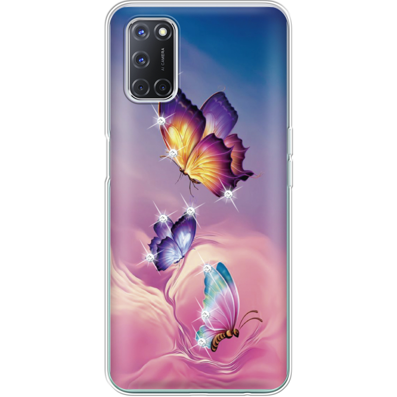 Чехол со стразами OPPO A52 Butterflies