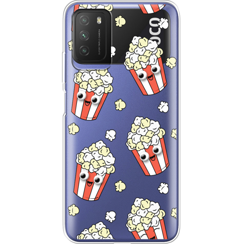 Прозрачный чехол BoxFace Xiaomi Poco M3 с 3D-глазками Popcorn