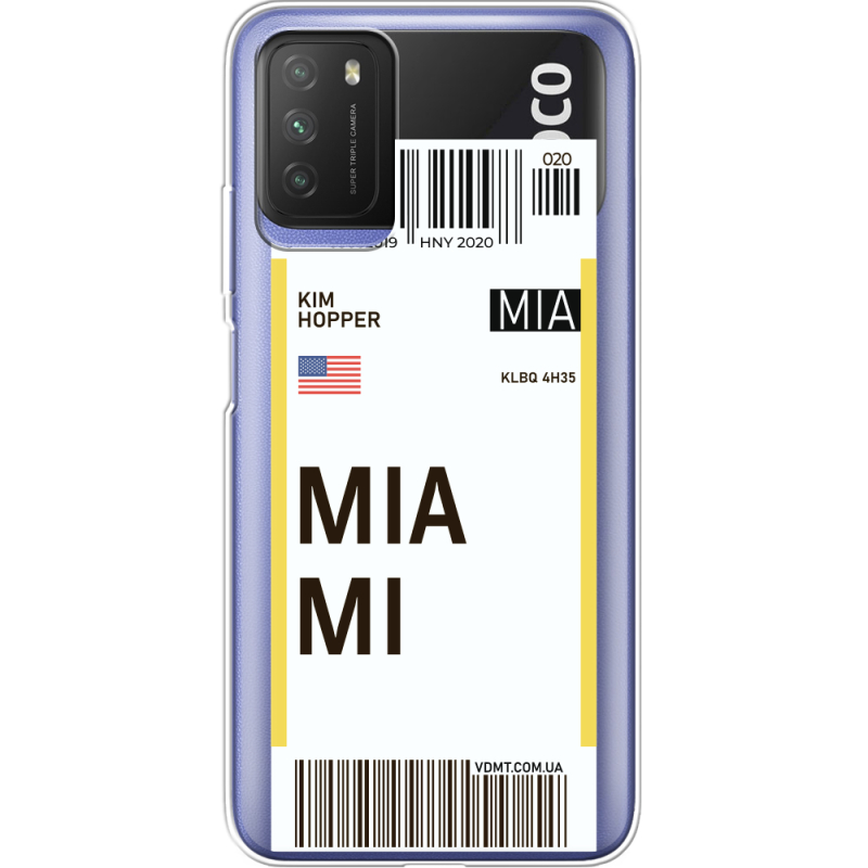 Прозрачный чехол BoxFace Xiaomi Poco M3 Ticket Miami