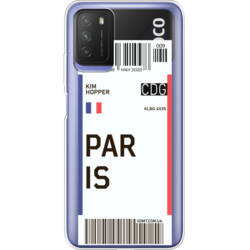 Прозрачный чехол BoxFace Xiaomi Poco M3 Ticket Paris