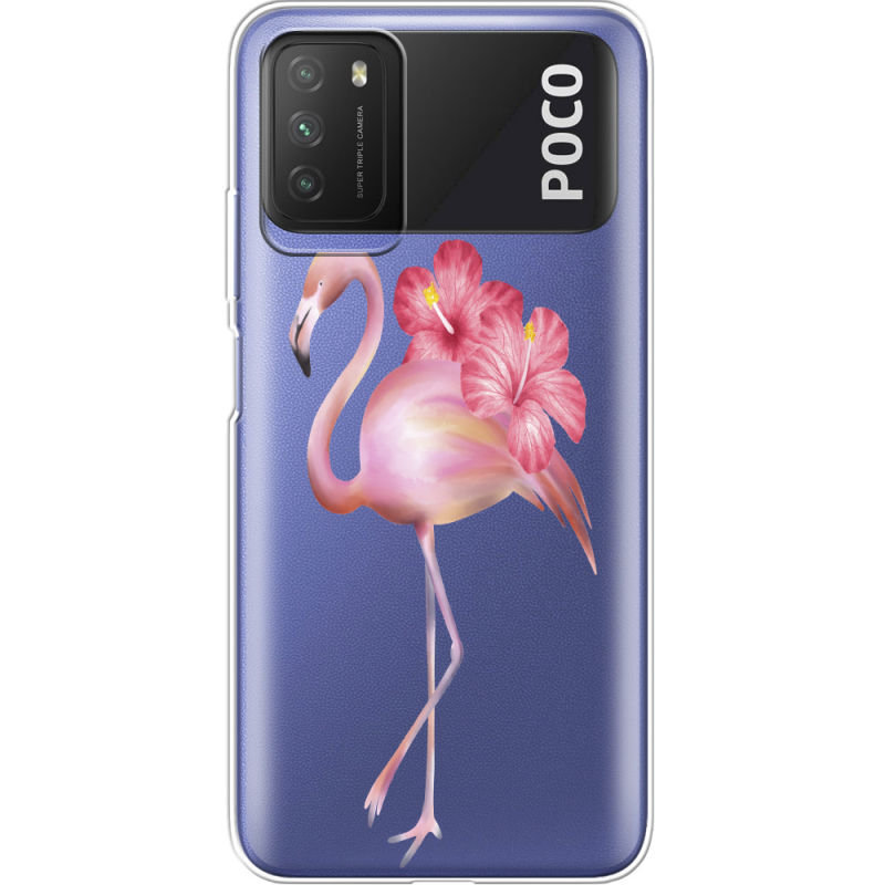 Прозрачный чехол BoxFace Xiaomi Poco M3 Floral Flamingo