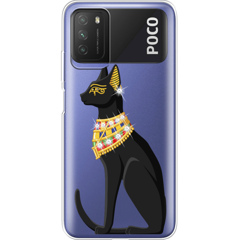 Чехол со стразами Xiaomi Poco M3 Egipet Cat