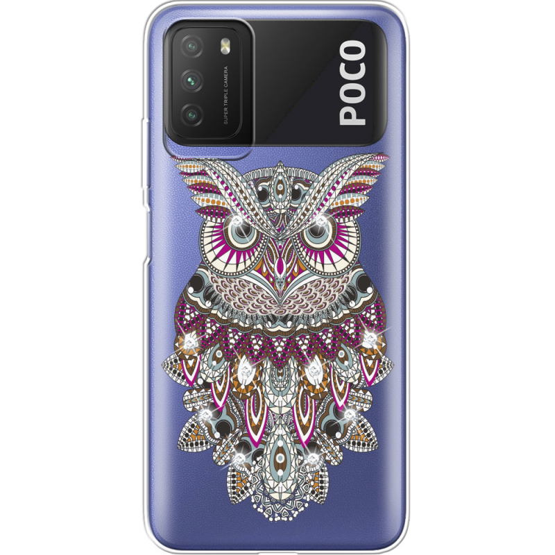 Чехол со стразами Xiaomi Poco M3 Owl